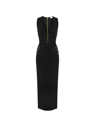 Elisabetta Franchi Ribbing Maxi Dress In Black