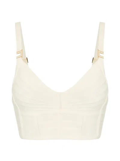 Elisabetta Franchi Ribbing Metal Tank Top In Neutral