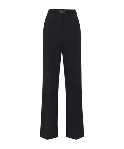 Elisabetta Franchi Ribbon Crepe Trousers In Black