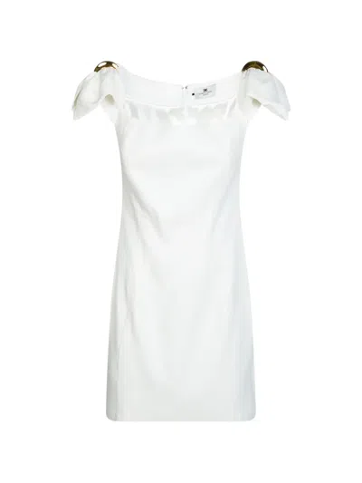 Elisabetta Franchi Short Dress With Gold Details In White