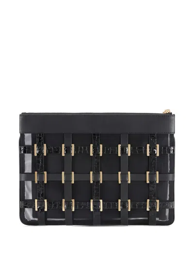 Elisabetta Franchi Ring-details Clutch Bag In Black