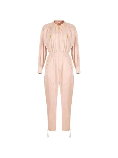 Elisabetta Franchi Rivet-embellished Voile Jumpsuit In Neutral