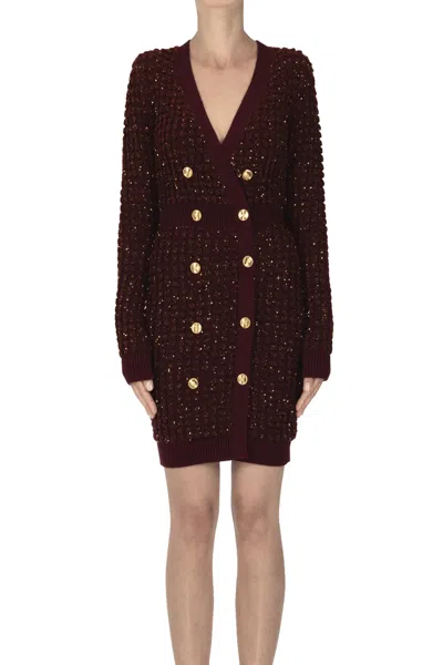 Elisabetta Franchi Robe Manteau Dress In Bordeaux