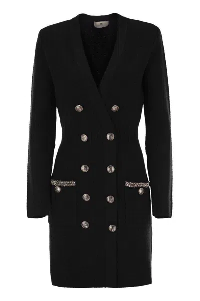 Elisabetta Franchi Robe Manteau In Bouclé Wool With Embroidery