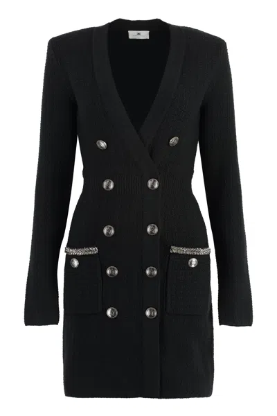 ELISABETTA FRANCHI ELISABETTA FRANCHI ROBE MANTEAU IN BOUCLÉ WOOL WITH EMBROIDERY