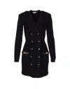 Elisabetta Franchi Textured Knit Black Midi Dress With Double-breasted Design In Black