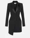 Elisabetta Franchi Satin-lapel Double-breasted Mini Dress In Black