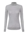 Elisabetta Franchi Gray Wool Turtleneck Sweater With Logo Embroidery In Gray