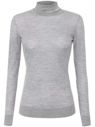 Elisabetta Franchi Roll Neck Semi-sheer Jumper In Grigio Melange