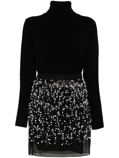 Elisabetta Franchi Roll-neck Wool Dress Set In Black