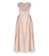 Elisabetta Franchi Rosa Baby Midi Dress With Roses In Pink