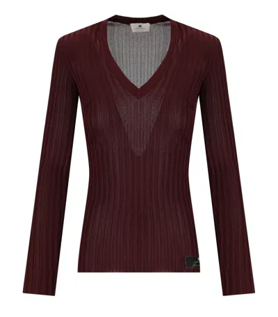 Elisabetta Franchi Rouge Noir Gerippter Pullover In Brown