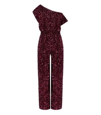 ELISABETTA FRANCHI ROUGE NOIR JUMPSUIT WITH SEQUINS