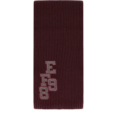 Elisabetta Franchi Appliqué Ribbed Scarf In Red