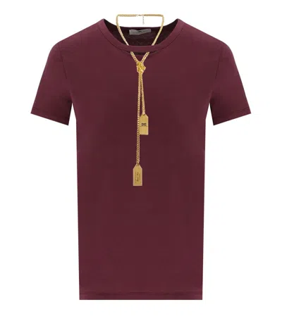 ELISABETTA FRANCHI ROUGE NOIR T-SHIRT WITH NECKLACE