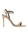 Elisabetta Franchi Nappa Leather Sandal With Enamelled Horsebit In Nude