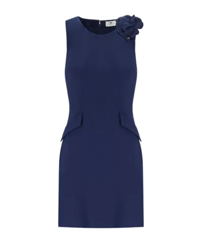 Elisabetta Franchi Round Neck Dress In Blue