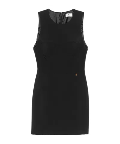 ELISABETTA FRANCHI FLORAL-CHARM CREPE MINI DRESS