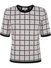 Elisabetta Franchi Patterned-jacquard T-shirt In Butter Black