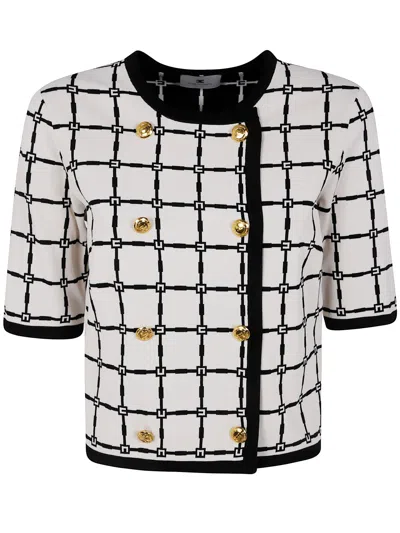 Elisabetta Franchi Round Neck Knit Sweater In White