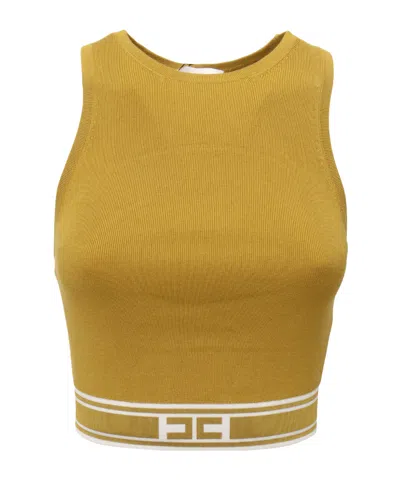 Elisabetta Franchi Round-neck Vest In Yellow