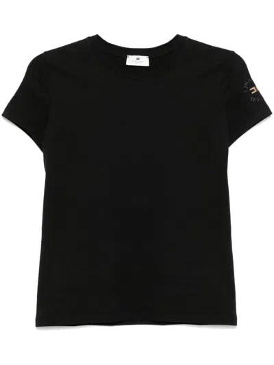 Elisabetta Franchi Rubberised-logo T-shirt In Black
