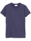 Elisabetta Franchi Crew Neck Logo T-shirt With Soft Fabric In Blue