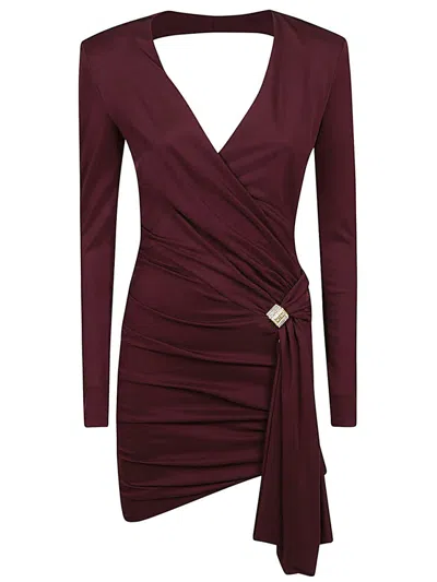 Elisabetta Franchi Draped-detailing Mini Dress In Red