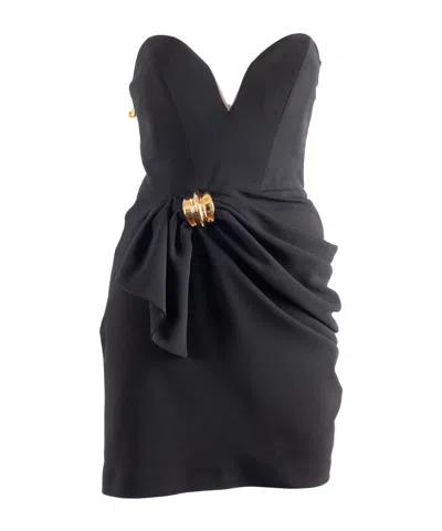 Elisabetta Franchi Ruched Midi Dress In Black