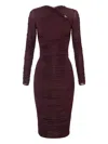 Elisabetta Franchi Ruched Midi Dress In Red
