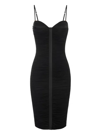 Elisabetta Franchi Strapless Dress Ruched Detailing In Black