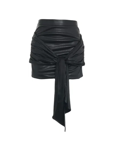 Elisabetta Franchi Ruched Tie-front Mini Skirt In Black