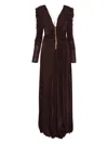 Elisabetta Franchi Red Carpet Dress In Lurex Jersey With Necklace In Brown