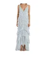 Elisabetta Franchi Georgette Tiered Gown In Green