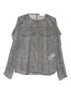 Elisabetta Franchi Silk Shirt With Layered Ruffle Detail In Black