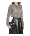 Elisabetta Franchi Silk Shirt With Layered Ruffle Detail In Gray
