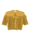 Elisabetta Franchi Ruffled Cardigan In Yellow