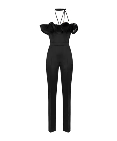 Elisabetta Franchi Ruffled Corset-style Jumpsuit In Black