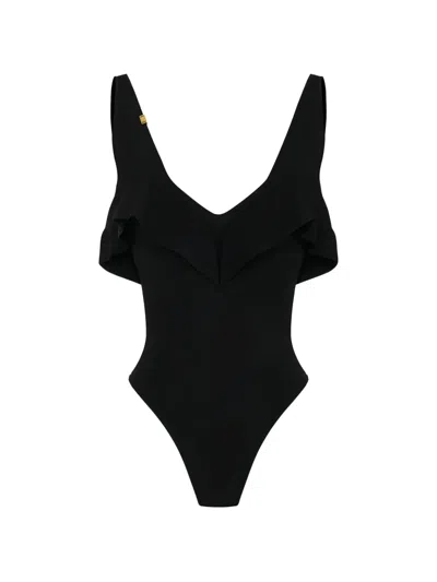 Elisabetta Franchi Ruffled Detail Bodysuit In Black