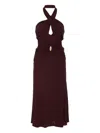 Elisabetta Franchi Ruffled Dress Embellished Detail In Brown