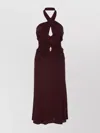 Elisabetta Franchi Ruffled Dress Embellished Detail In Brown