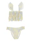 Elisabetta Franchi Ruffled Floral-print Bikini In Yellow