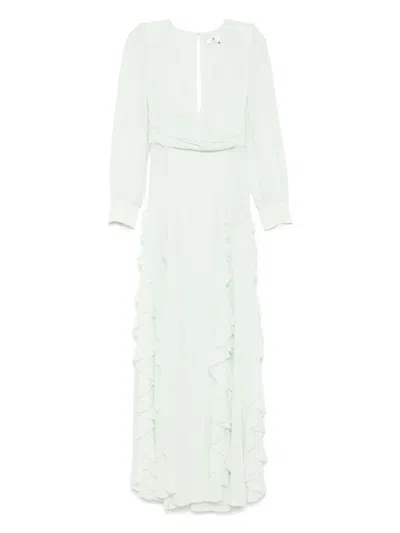 ELISABETTA FRANCHI RUFFLED GEORGETTE MAXI DRESS