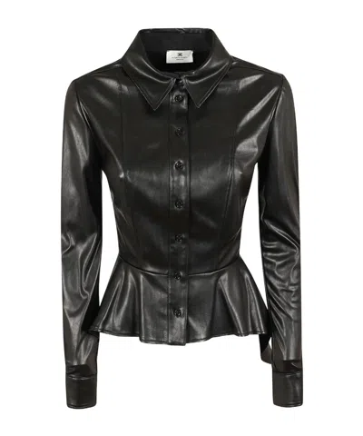 Elisabetta Franchi Ruffled Shirt In Black