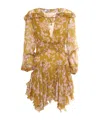 Elisabetta Franchi Ruffles Voile Printed Dress In Brown