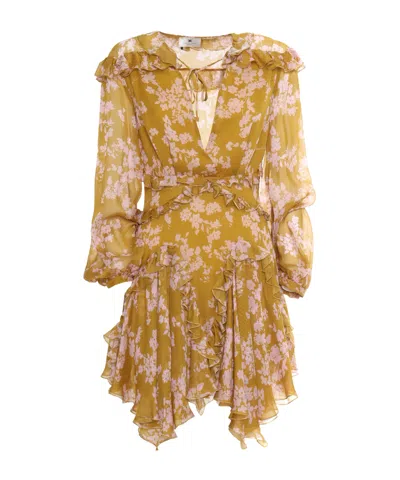 ELISABETTA FRANCHI ELISABETTA FRANCHI RUFFLES VOILE PRINTED DRESS