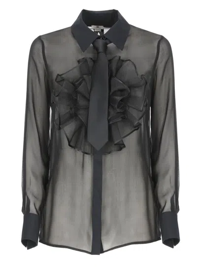 Elisabetta Franchi Ruffle-detailed Shirt In Black