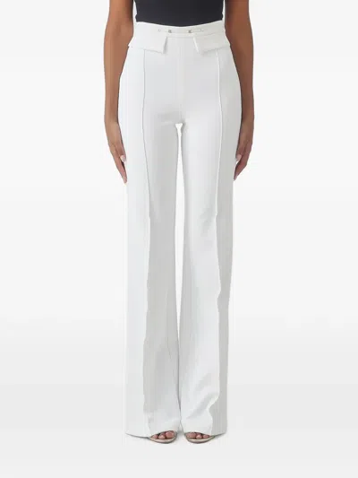 Elisabetta Franchi Ruffle-trim Flared Trousers In White