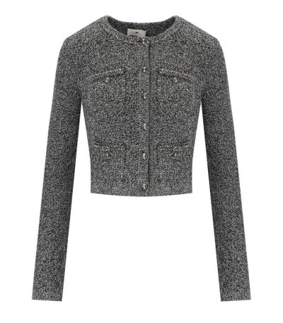 Elisabetta Franchi Salepepe Bouclé Cardigan In Gray