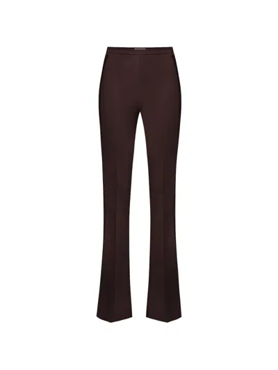 Elisabetta Franchi Satin Band Bootcut Trousers In Brown